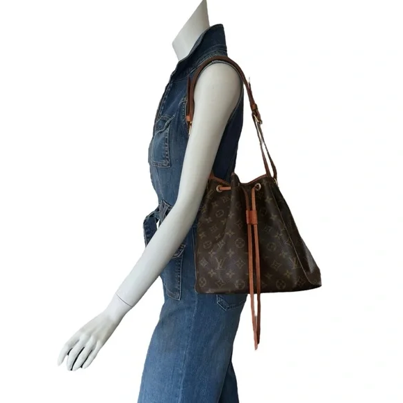 Louis Vuitton Petit Noe Shoulder Bag Monogram Coated Canvas Drawstring Vintage - Picture 4 of 17